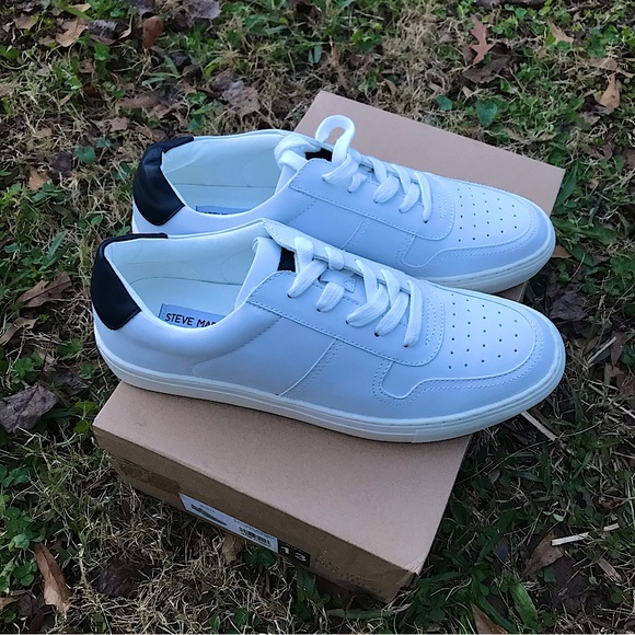 STEVE MADDEN MENS COURTS WHITE SNEAKERS - Picture 6 of 17